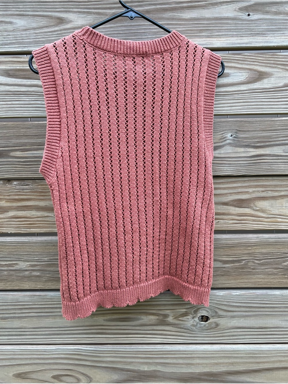 Sanctuary 100% Cotton Sleeveless Sweater Rust/Rose Scalloped Hem Women’s SZ M - Picture 4 of 12